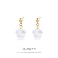 A37568 sterling silver vintage pearl stud elegant flower dangle earrings