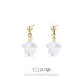A37568 sterling silver vintage pearl stud elegant flower dangle earrings