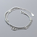 A34947 s925 sterling silver doublelayer charm bracelet