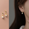 A35778 s925 sterling silver trendy bow short pearl simple earrings