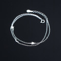 A34993 s925 sterling silver doublelayer star moon charm bracelet