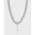 A42435 design teardrop pearl sterling silver s925 necklace