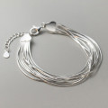 A40217 s925 sterling silver multilayer layered charm trendy design elegant bracelet