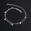A34280 s925 sterling silver doublelayer plate anklet trendy simple chic bracelet