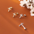 A33135 s925 sterling silver simple unique chic sparkling cross earrings