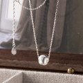 A44364 s925 silver simple cateye necklace