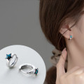 A35891 s925 sterling silver blue stars unique star rhinestone earrings