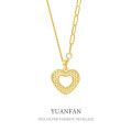 A38807 sterling silver hollowed heart unique vintage necklace
