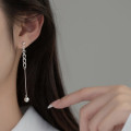 A38102 s925 sterling silver design ball chain bar string dainty fringe earrings