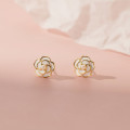 A39958 s925 sterling silver artificial pearl stud elegant earrings