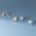 A36601 s925 sterling silver rhinestone starfish star fashion unique chic trendy earrings