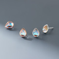 A43141 s925 sterling silver elegant teardrop sweet simple glass earrings