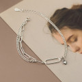 A34236 s925 sterling silver unique simpler heart asymmetric fashion bracelet