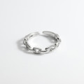 A36579 s925 sterling silver simple hollowed adjustable ring
