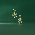 A35720 christmass925 sterling silver circle christmas tree earrings