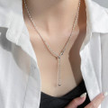 A46393 s925 silver simple moon necklace