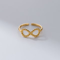A43088 s925 sterling silver hollowed number simple trendy adjustable ring