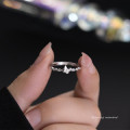 A44762 s925 sterling silver trendy sweet rhinestone twist butterfly ring