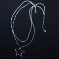 A34007 s925 sterling silver fashion doublelayer hollowed star necklace