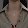 A36912 s925 sterling silver simple circle pendant necklace