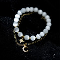 A34238 s925 sterling silver set simple sweet moon rhinestone bracelet