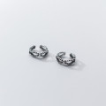 A35824 s925 sterling silver silver circle doublelayer vintage simple earrings