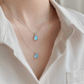 A43780 s925 sterling silver trendy sweet simple oval colorful stone necklace