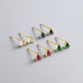 A40640 silver simple triangle cute geometric earrings