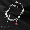 A33335 s925 sterling silver vintage unique silver rhinestone fashion bracelet