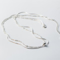 A39254 s925 sterling silver double layered tube design elegant necklace