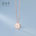 A33024 s925 sterling silver simple fashion circle shell moon necklace