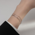 A36125 s925 sterling silver fashion simple laye charm bracelet