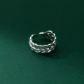 A34377 s925 sterling silver trendy hollowed feather sweet chic ring