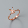 A39039 s925 sterling silver sparkling rhinestone rabbit sweet ring