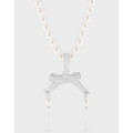 A42410 design butterfly pearl sterling silver s925 necklace