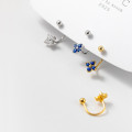 A32362 s925 sterling silver trendy flower rhinestone earrings