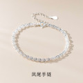 A44473 s925 silver trendy sweet starts oval hollowed teardrop charm bracelet