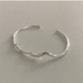 A40365 sterling silver simple adjustable bangle bracelet