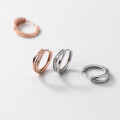 A36798 925 sterling silver doublelayer rhinestone circle simple chic earrings