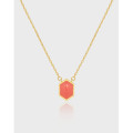 A36780 design geometric hexagon glazed qualitys925 sterling silver necklace