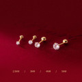 A33809 s925 sterling silver goldplated simple piercing rhinestone cute earrings