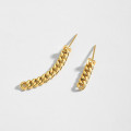 A33593 925 sterling silver asymmetric unique twist chain earrings