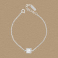 A45892 cubic zirconia square charm grade s925 sterling silver bracelet