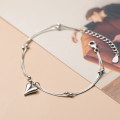 A34944 s925 sterling silver thai silver vintage unique chic heart doublelayer bracelet