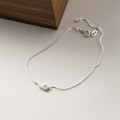 A43793 s925 sterling silver trendy sweet circle rhinestone charm bracelet
