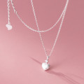 A38365 s925 sterling silver rhinestone heart design elegant necklace