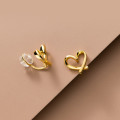 A35661 s925 sterling silver simple chic heart bar piercing clipon earrings