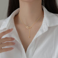 A35362 s925 sterling silver adjustableY tassel hollowed rhinestone necklace