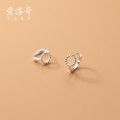 A33199 s925 sterling silver fashion geometric simple circle hollowed chic earrings