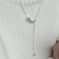 A41705 sterling silver bead simple necklace